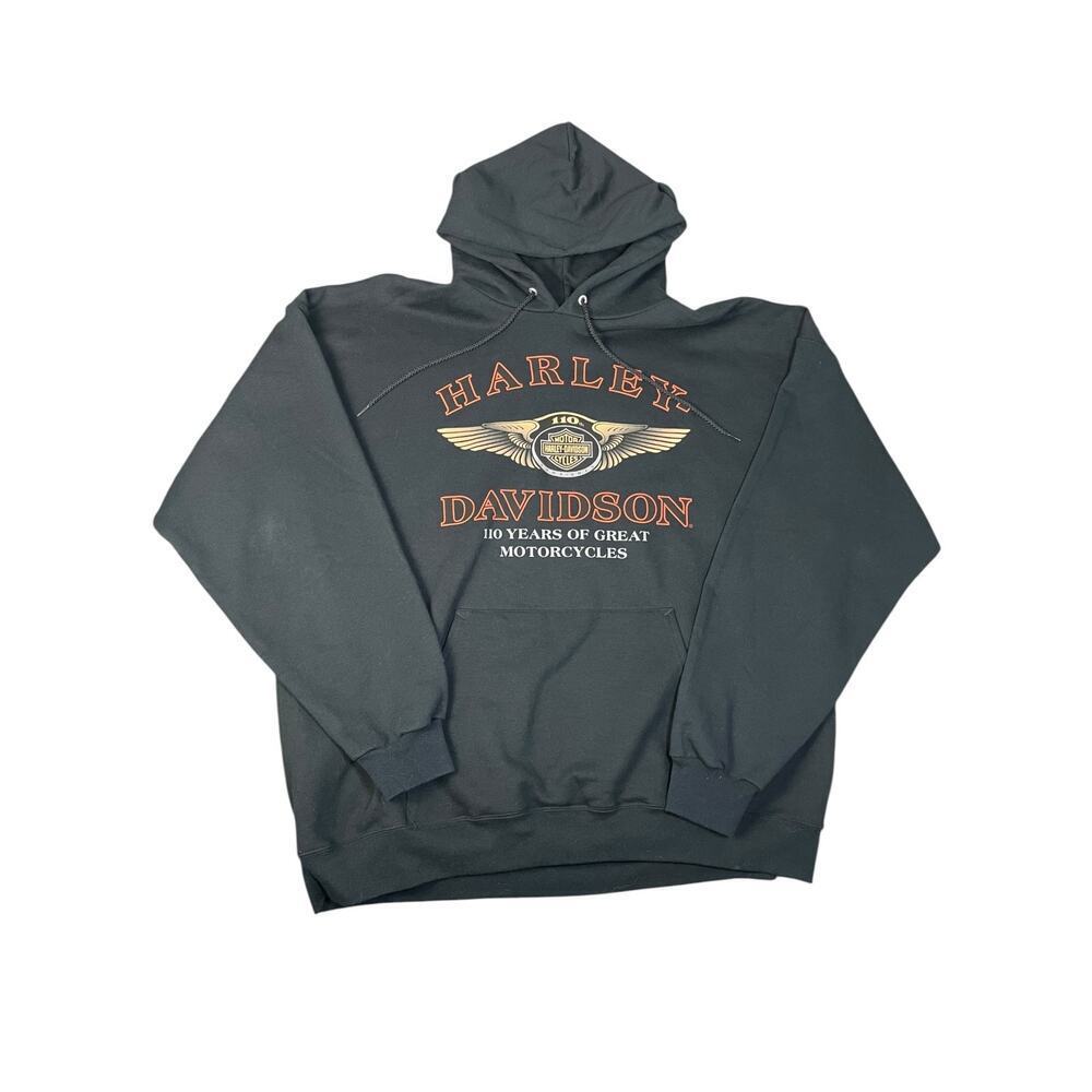Harley-Davidson Men’s 110th Anniversary Bloomington, IL Black Graphic Hoodie XL